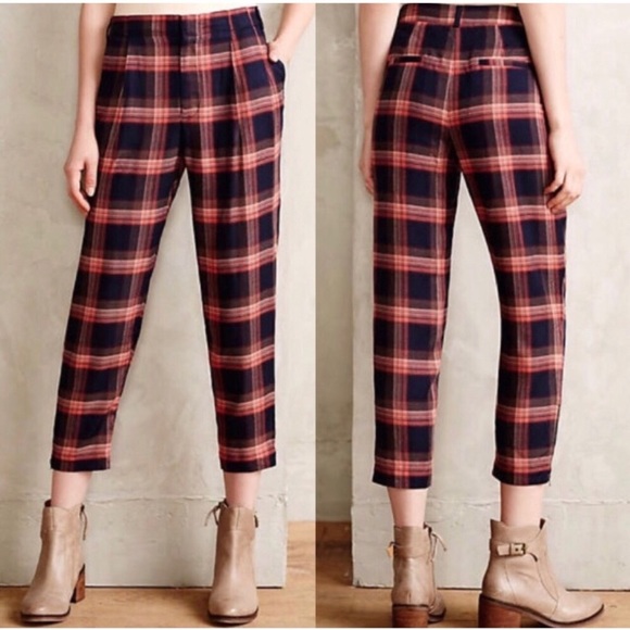 Anthropologie Pants - Cartonnier plaid pleat crops size 8